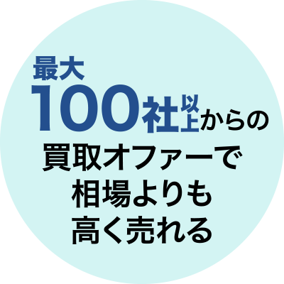 最大100社以上からの買取オファーで相場よりも高く売れる