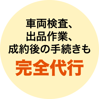 車両検査、出品作業、成約後の手続きも完全代行